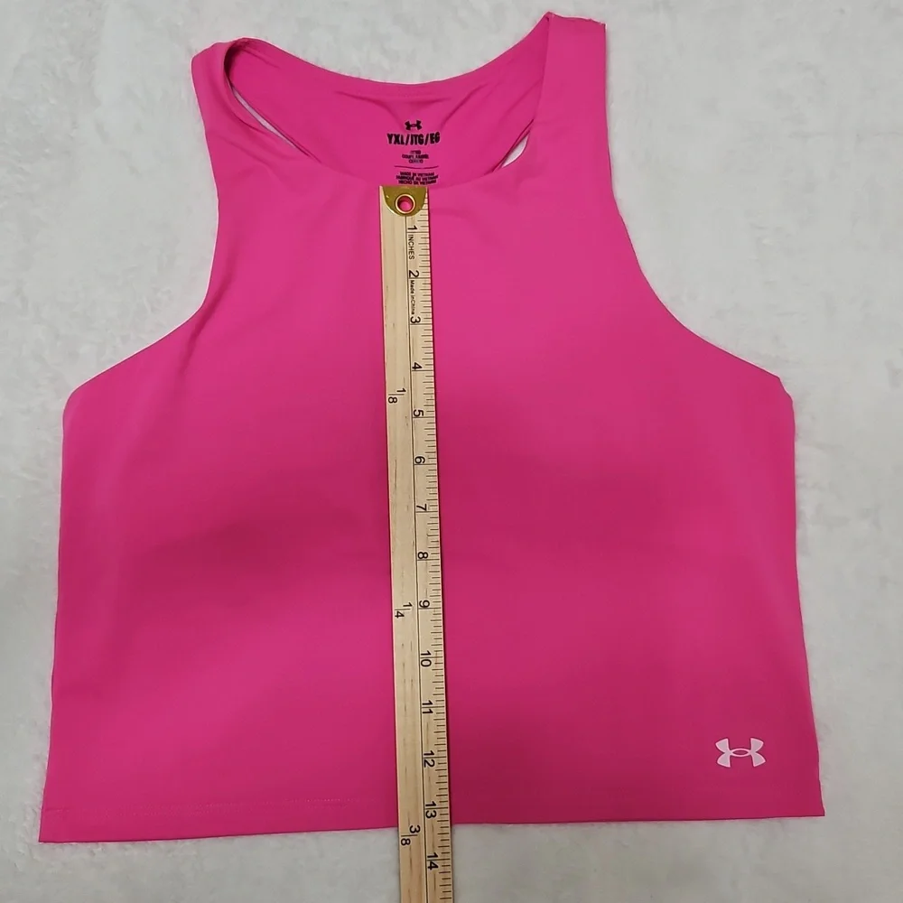 Under Armour Pink Athletic Tank Top Cropped Performance - Picture 8 of 9